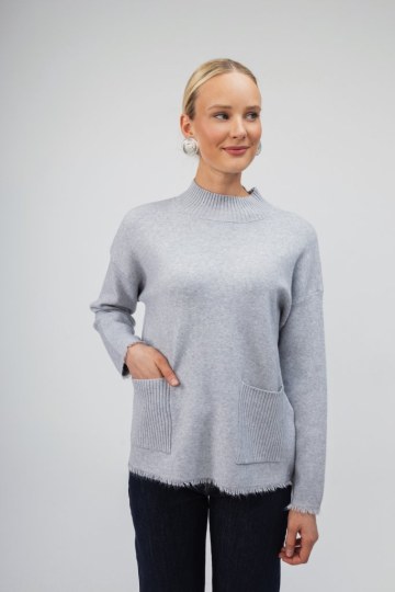 Πουλόβερ γκρι με τσέπες - 