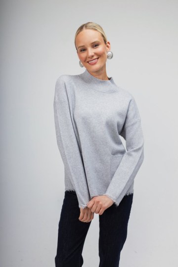 Πουλόβερ γκρι με τσέπες - 