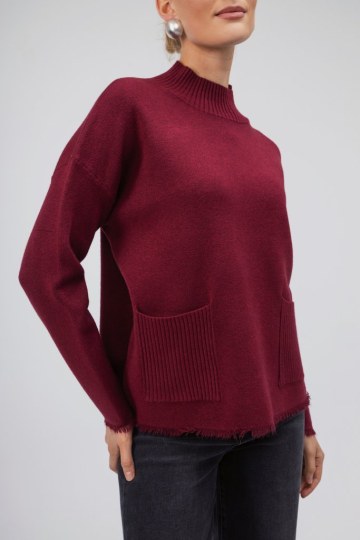 Πουλόβερ μπορντώ  με τσέπες - 