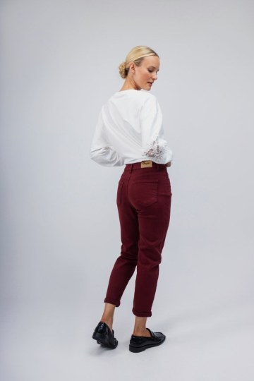 Παντελόνι μπορντώ σε mum fit γραμμή - 