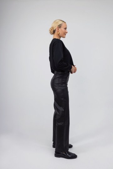 Παντελόνι δερματίνης μαύρο wide leg  - 