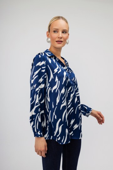 Πουκάμισο μπλε με λευκά σχέδια