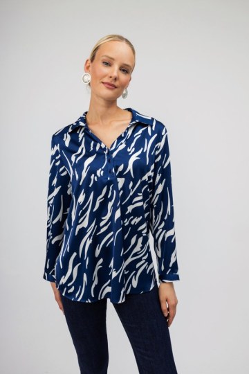 Πουκάμισο μπλε με λευκά σχέδια - 