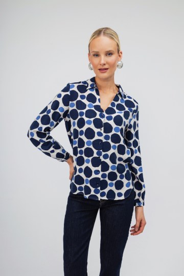 Πουκάμισο μπλε με πουά σχέδιο