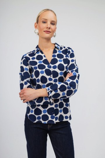 Πουκάμισο μπλε με πουά σχέδιο - 