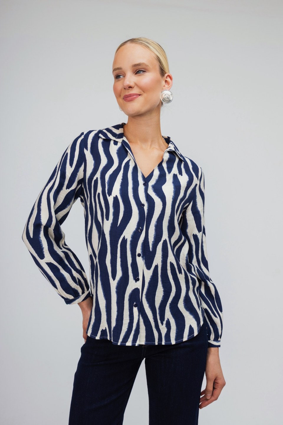 Πουκάμισο μπλε animal print