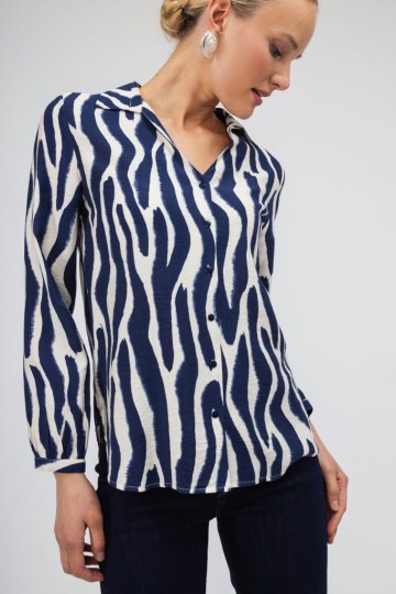 Πουκάμισο μπλε animal print - 