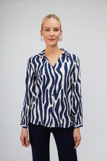 Πουκάμισο μπλε animal print - 