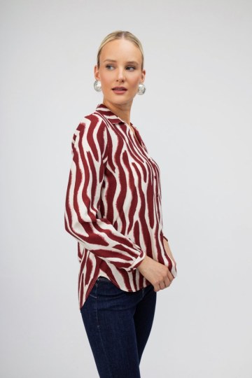 Πουκάμισο μπoρντώ animal print - 