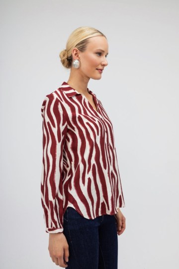 Πουκάμισο μπoρντώ animal print - 