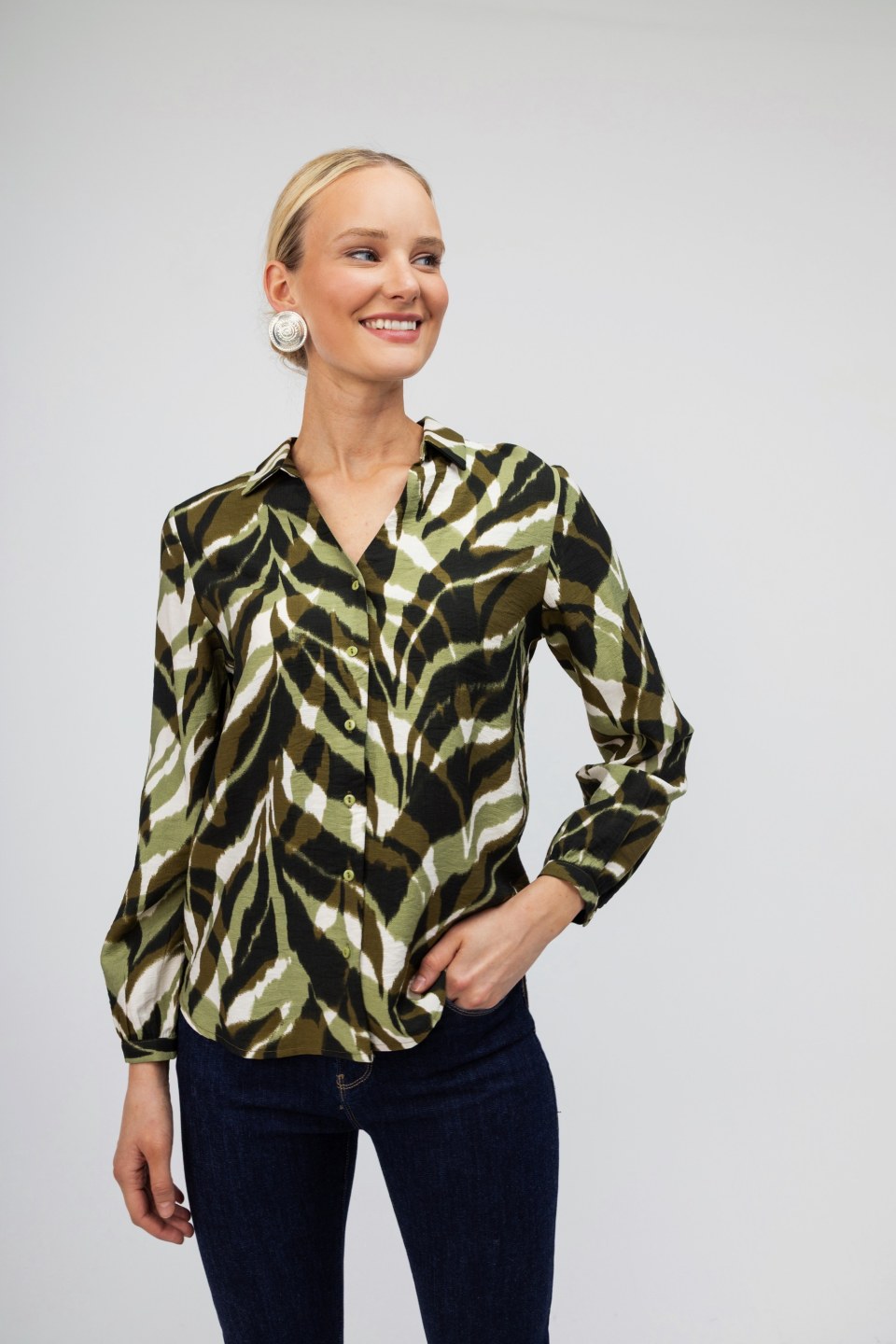 Πουκάμισο πράσινο εμπριμέ