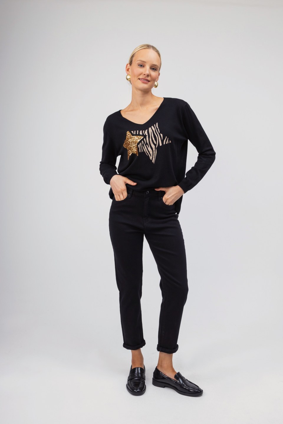 Παντελόνι μαύρο σε mum fit γραμμή