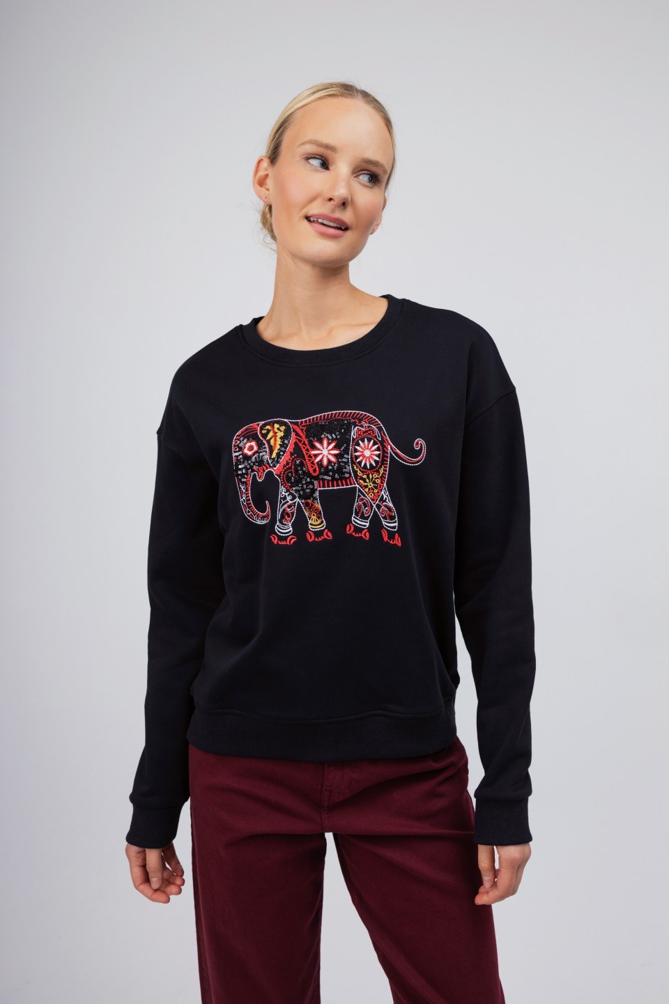 Μπλούζα - Φούτερ μαύρη με boho σχέδιο ελέφαντα