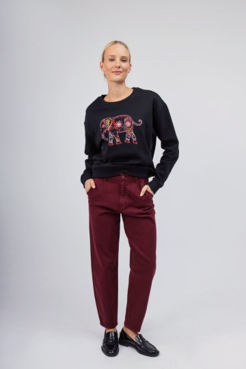 Μπλούζα - Φούτερ μαύρη με boho σχέδιο ελέφαντα - 