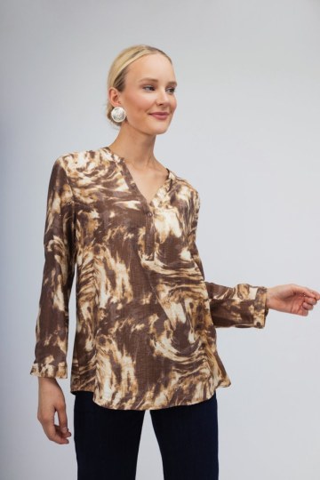 Πουκάμισο καφέ εμπριμέ - 