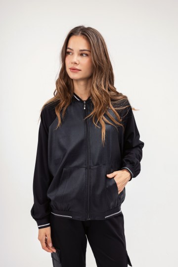 Ζακέτα-Φούτερ μαύρη με φερμουάρ