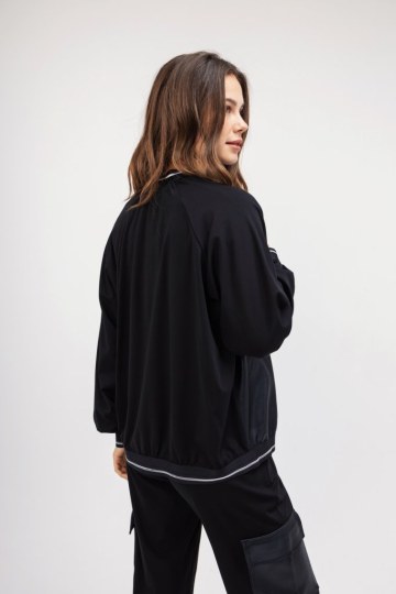 Ζακέτα-Φούτερ μαύρη με φερμουάρ - 