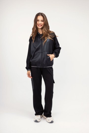 Ζακέτα-Φούτερ μαύρη με φερμουάρ - 