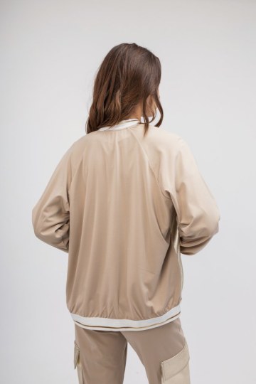 Ζακέτα-Φούτερ μπεζ με φερμουάρ - 