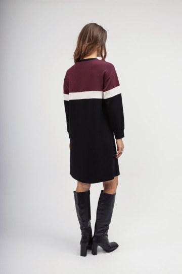 Φόρεμα-Φούτερ μαύρο με σχέδιο ρίγα - 