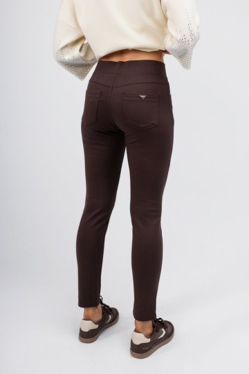 Παντελόνι εφαρμοστό καφέ με λάστιχο - 