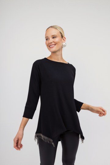 Μπλούζα μαύρη με κρόσσια