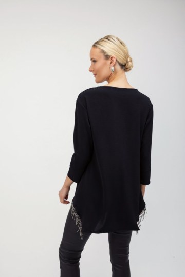 Μπλούζα μαύρη με κρόσσια - 