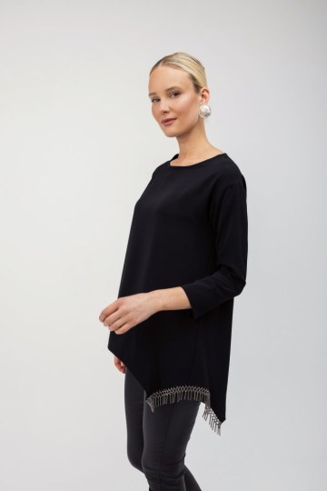 Μπλούζα μαύρη με κρόσσια - 