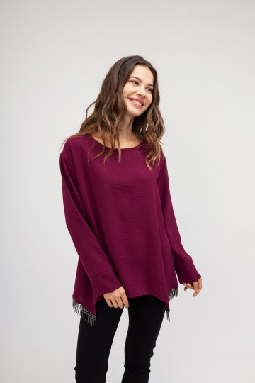 Μπλούζα ματζέντα με κρόσσια