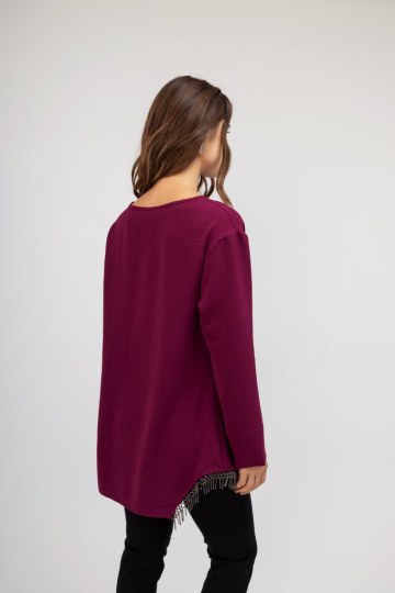 Μπλούζα ματζέντα με κρόσσια - 