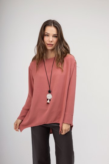 Μπλούζα σομόν μονόχρωμη