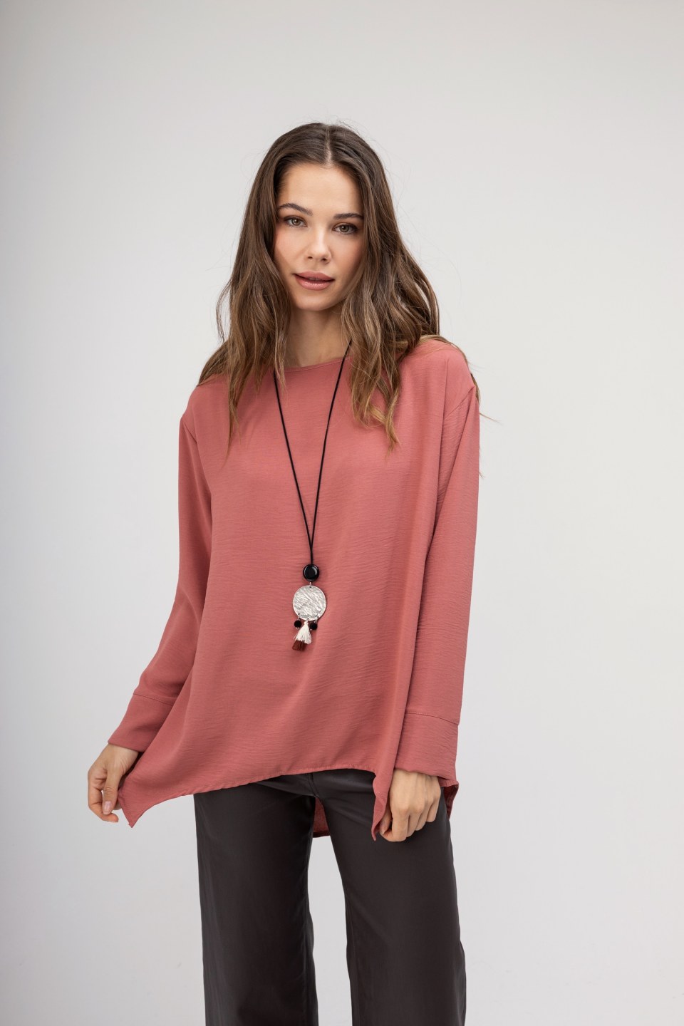 Μπλούζα σομόν μονόχρωμη