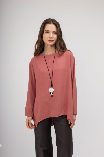 Μπλούζα σομόν μονόχρωμη - 