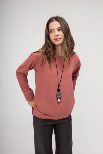 Μπλούζα σομόν μονόχρωμη - 