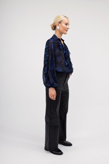 Πουκάμισο με μπλε τριαντάφυλλα και βολάν - 