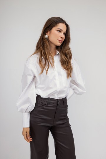 Πουκάμισο λευκό με Balloon μανίκια