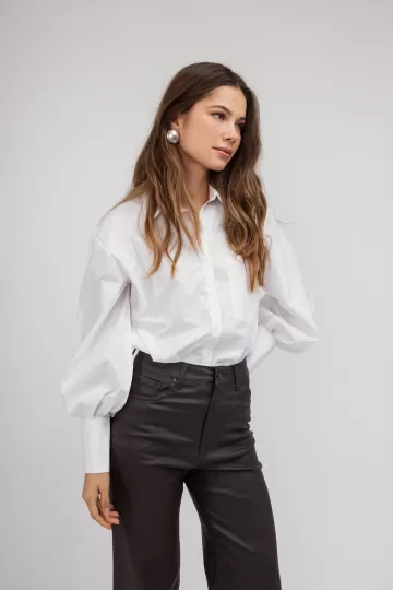 Πουκάμισο λευκό με Balloon μανίκια