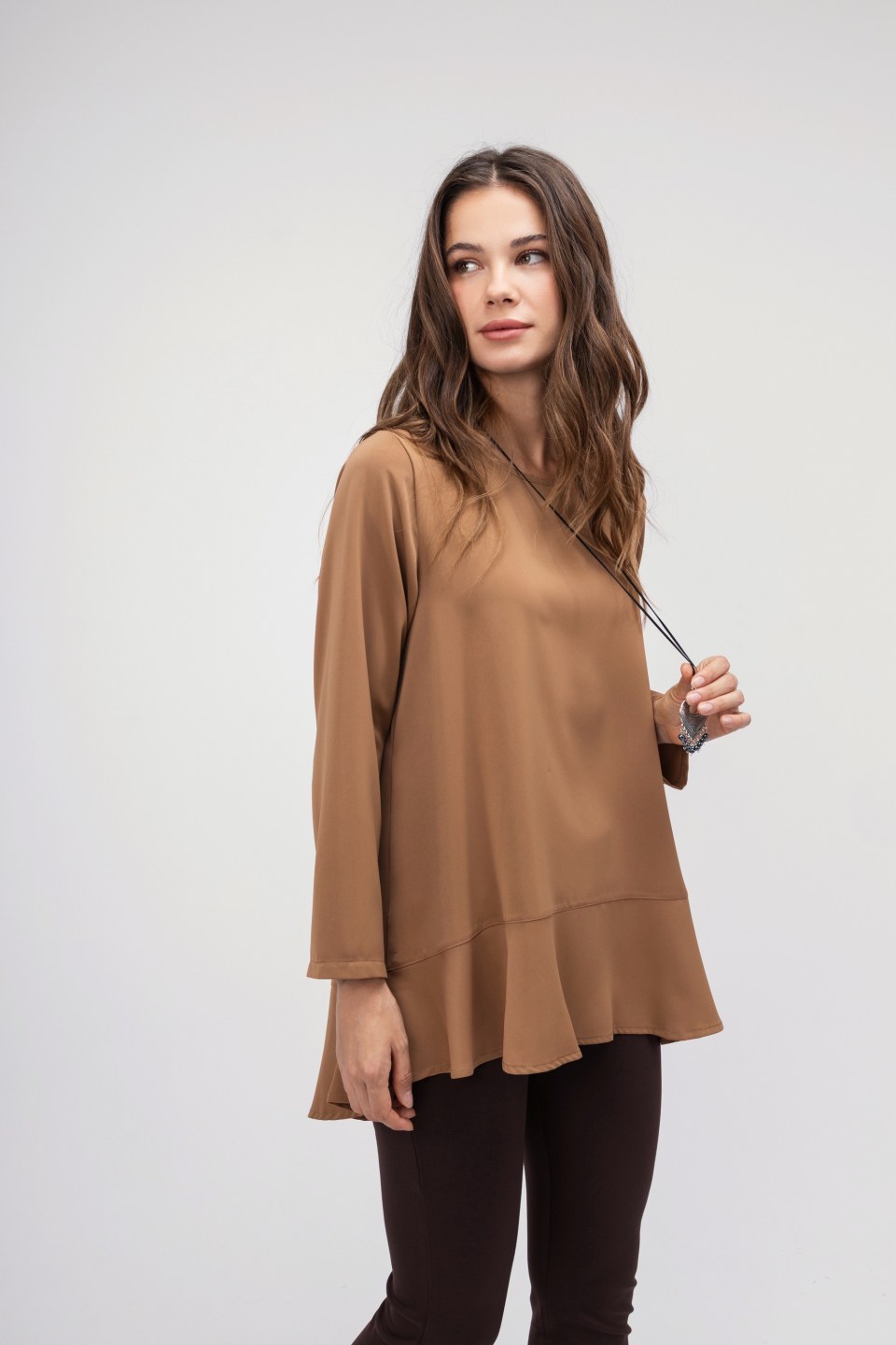 Μπλούζα oversized εκάι μονόχρωμη 