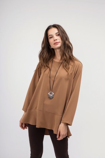 Μπλούζα oversized εκάι μονόχρωμη  - 