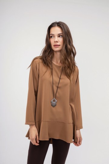 Μπλούζα oversized εκάι μονόχρωμη  - 