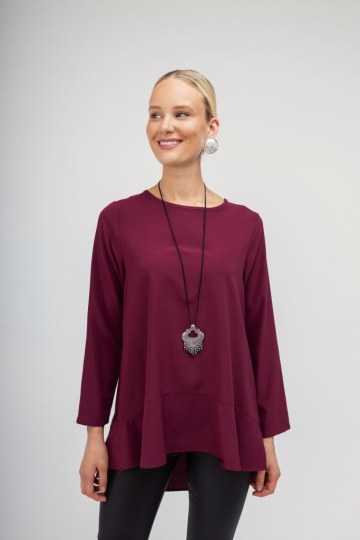Μπλούζα oversized μπορντώ μονόχρωμη  - 