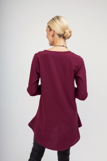 Μπλούζα oversized μπορντώ μονόχρωμη  - 