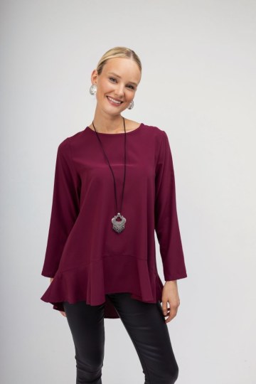 Μπλούζα oversized μπορντώ μονόχρωμη  - 