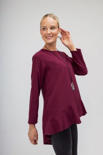 Μπλούζα oversized μπορντώ μονόχρωμη  - 