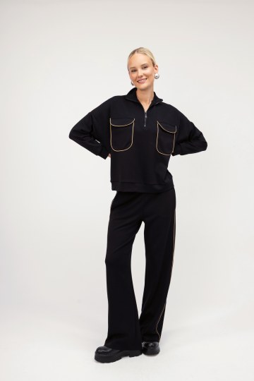 Παντελόνι μαύρο τύπου φούτερ