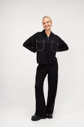 Παντελόνι μαύρο τύπου φούτερ