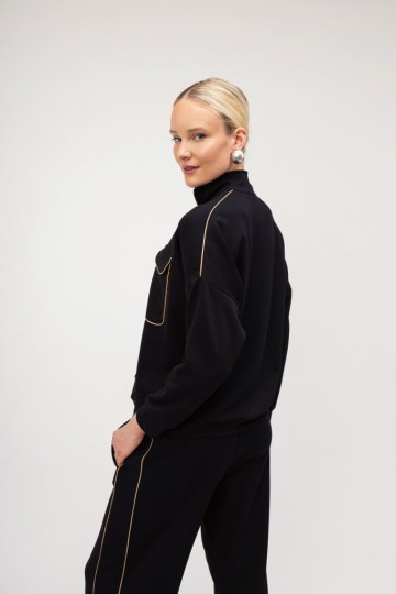Φούτερ-Μπλούζα μαύρη με φερμουάρ  - 