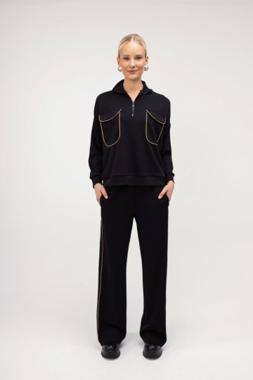 Φούτερ-Μπλούζα μαύρη με φερμουάρ  - 