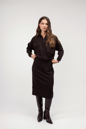 Φούστα καφέ εφαρμοστή 