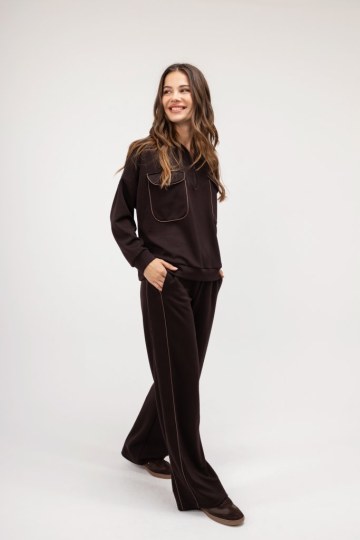 Παντελόνι καφέ τύπου φούτερ - 